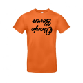 Oranje T-shirt Boven Zwart bedrukt